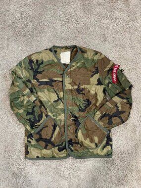 Alpha Industries ALS/92 Camo Field Coat Liner Jacket Men's Size Sm READ